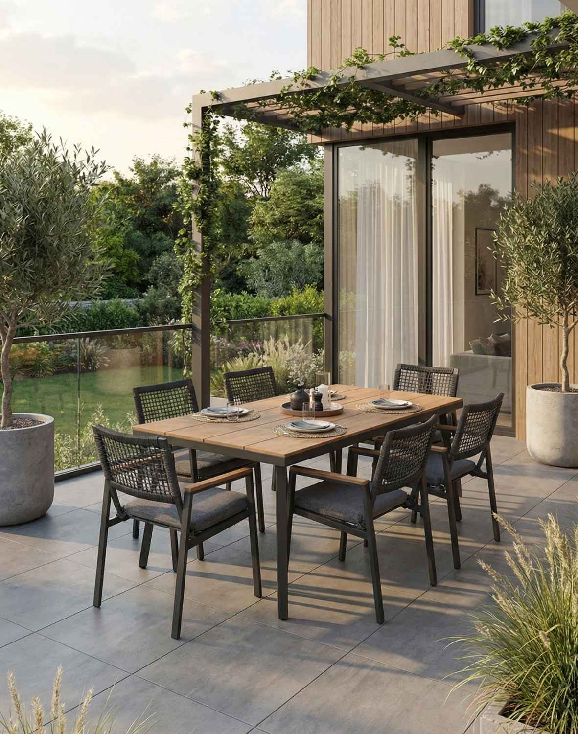 zestaw ogrodowy 6 osobowy santos, aluminiowy, szary