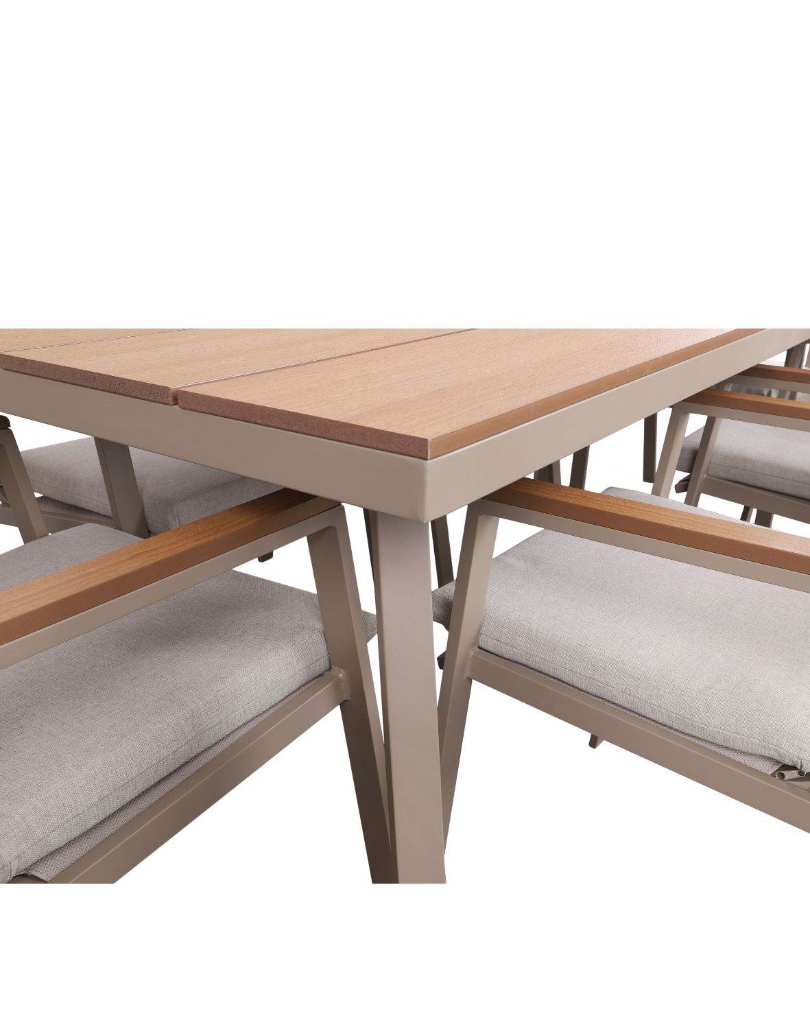 zestaw ogrodowy 6 osobowy santos, aluminiowy, taupe