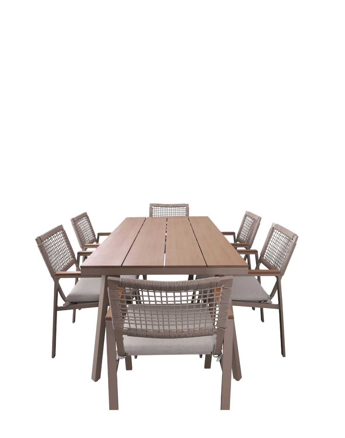 zestaw ogrodowy 6 osobowy santos, aluminiowy, taupe