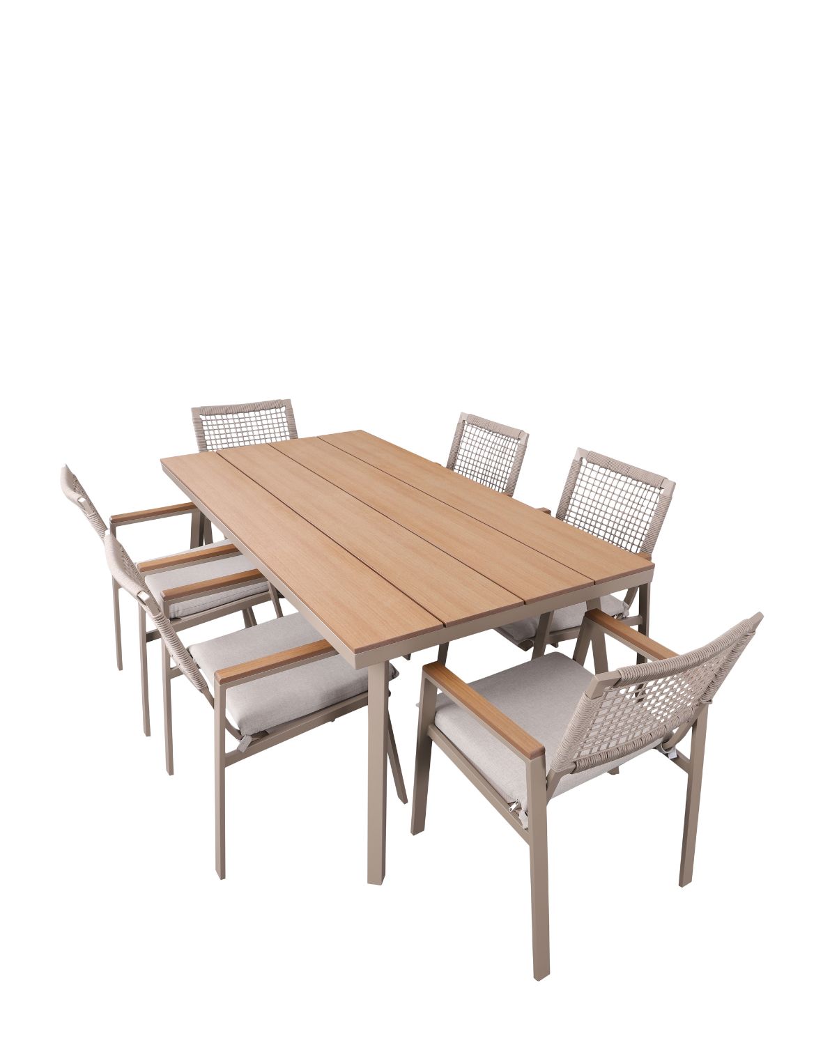 zestaw ogrodowy 6 osobowy santos, aluminiowy, taupe