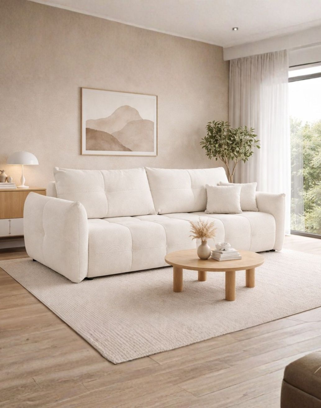 biała sofa base z funkcją spania