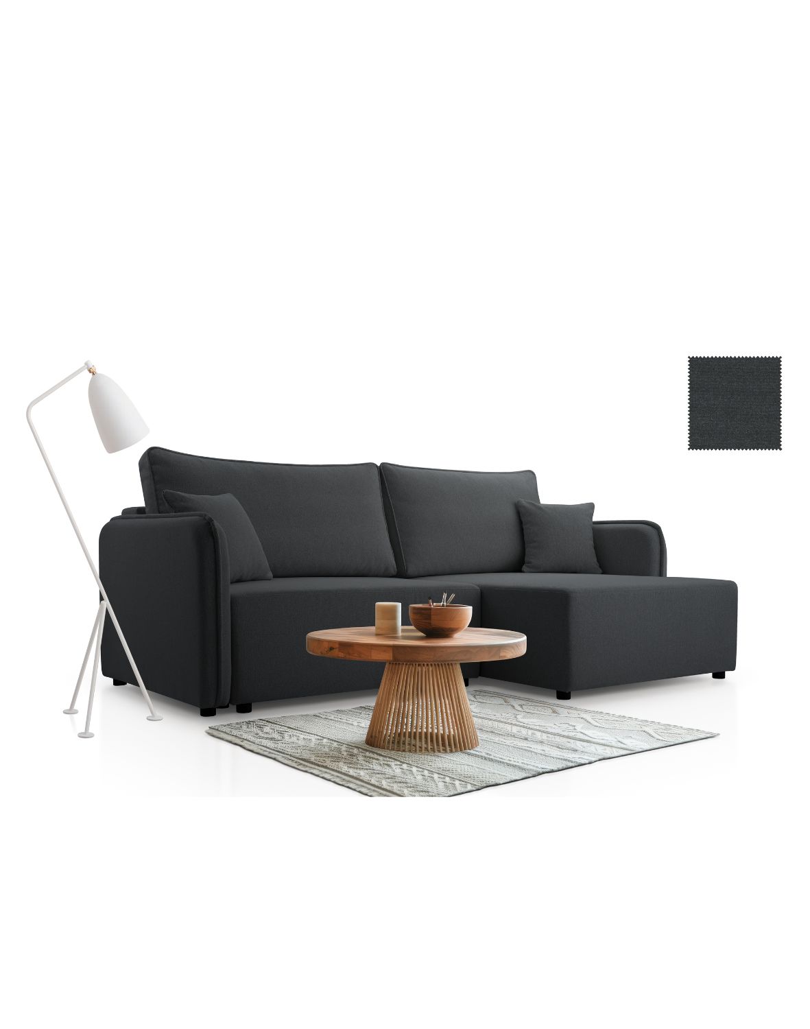 sofa narożna melody czarna mossa 26