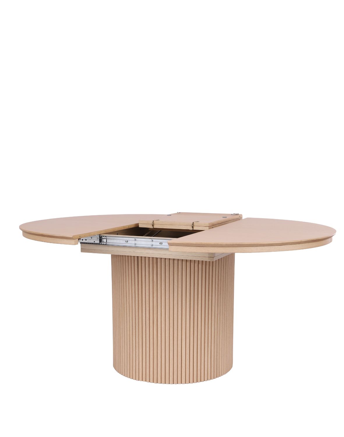 stół rozkładany, okrągły sorrento z lamelami, 120cm- 160 cm, naturalny dąb