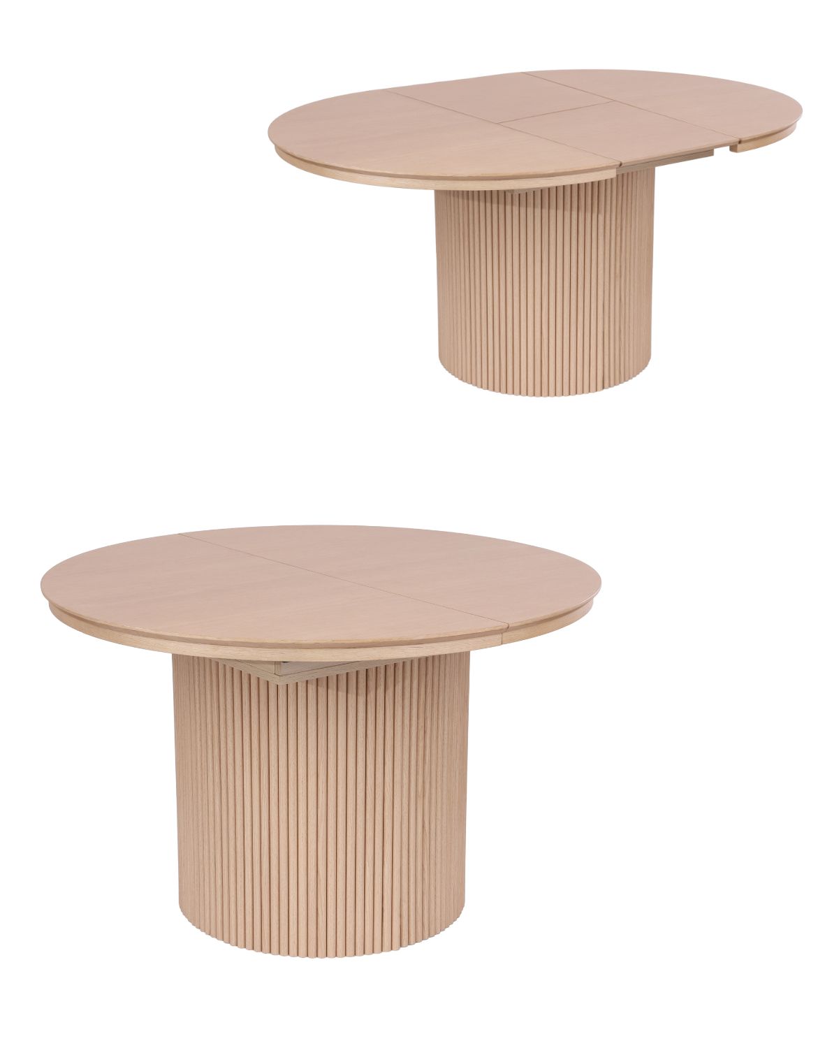 stół rozkładany, okrągły sorrento z lamelami, 120cm- 160 cm, naturalny dąb