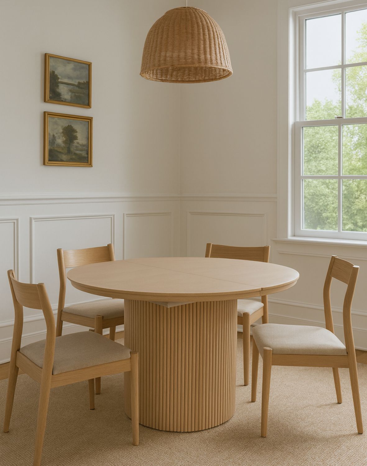 stół rozkładany, okrągły sorrento z lamelami, 120cm- 160 cm, naturalny dąb