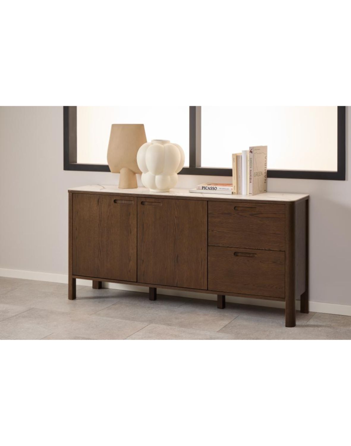 kredens southampton 160 cm, dąb dymiony i blat ceramiczny (24618)