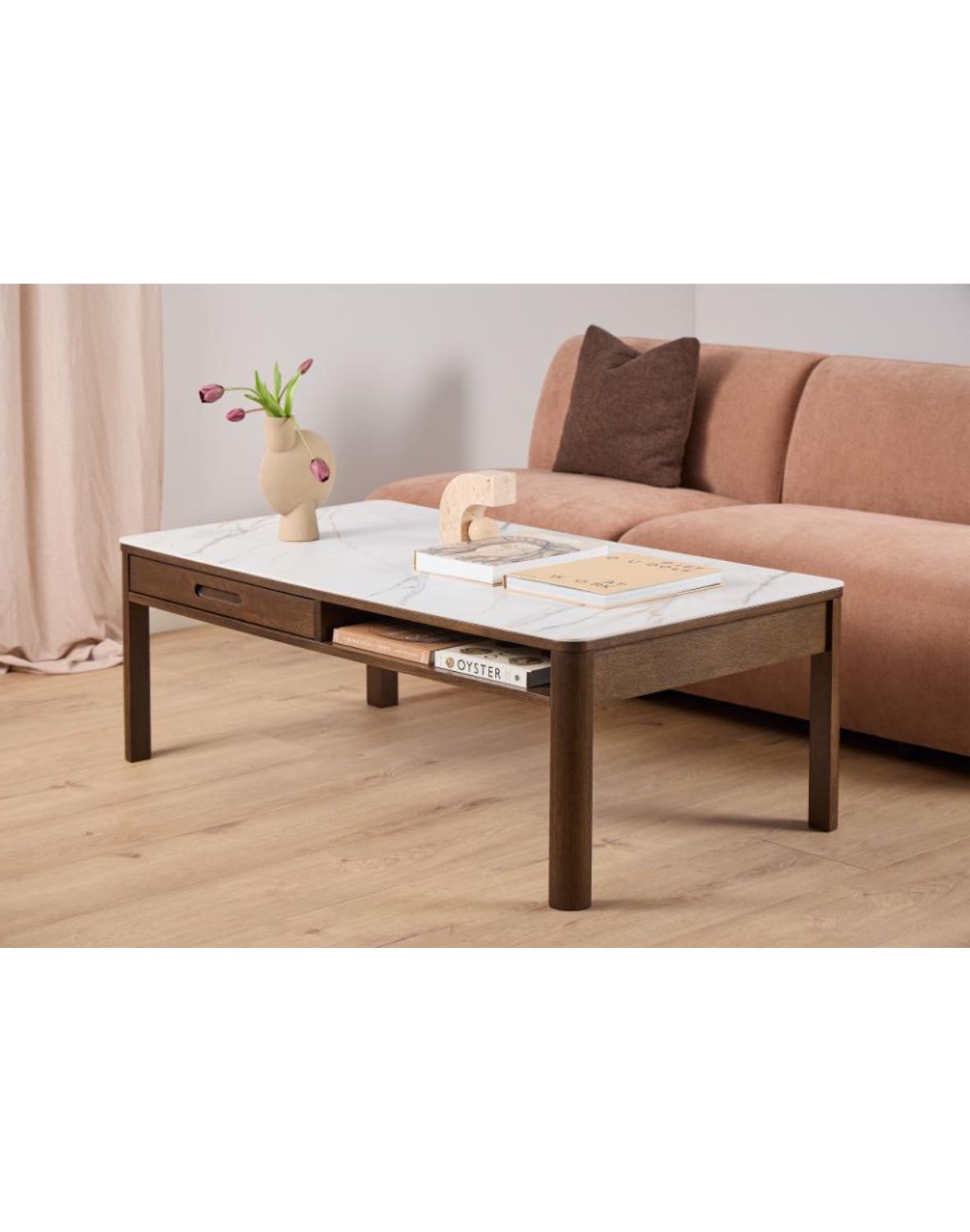 stolik kawowy southampton 130 cm, dąb dymiony i blat ceramiczny (10790)