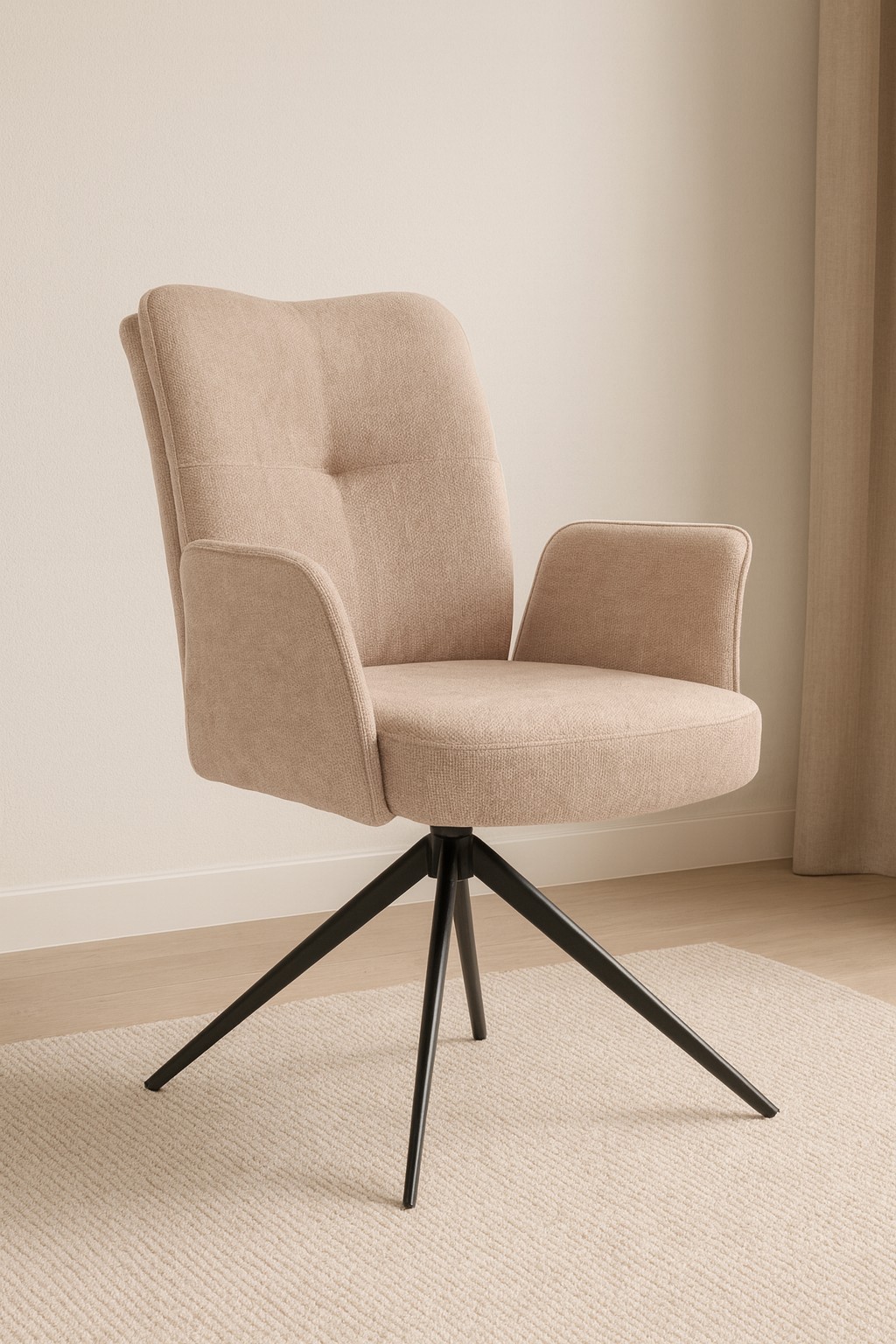 krzesło obrotowe do jadalni, tapicerowane stanley, beżowe