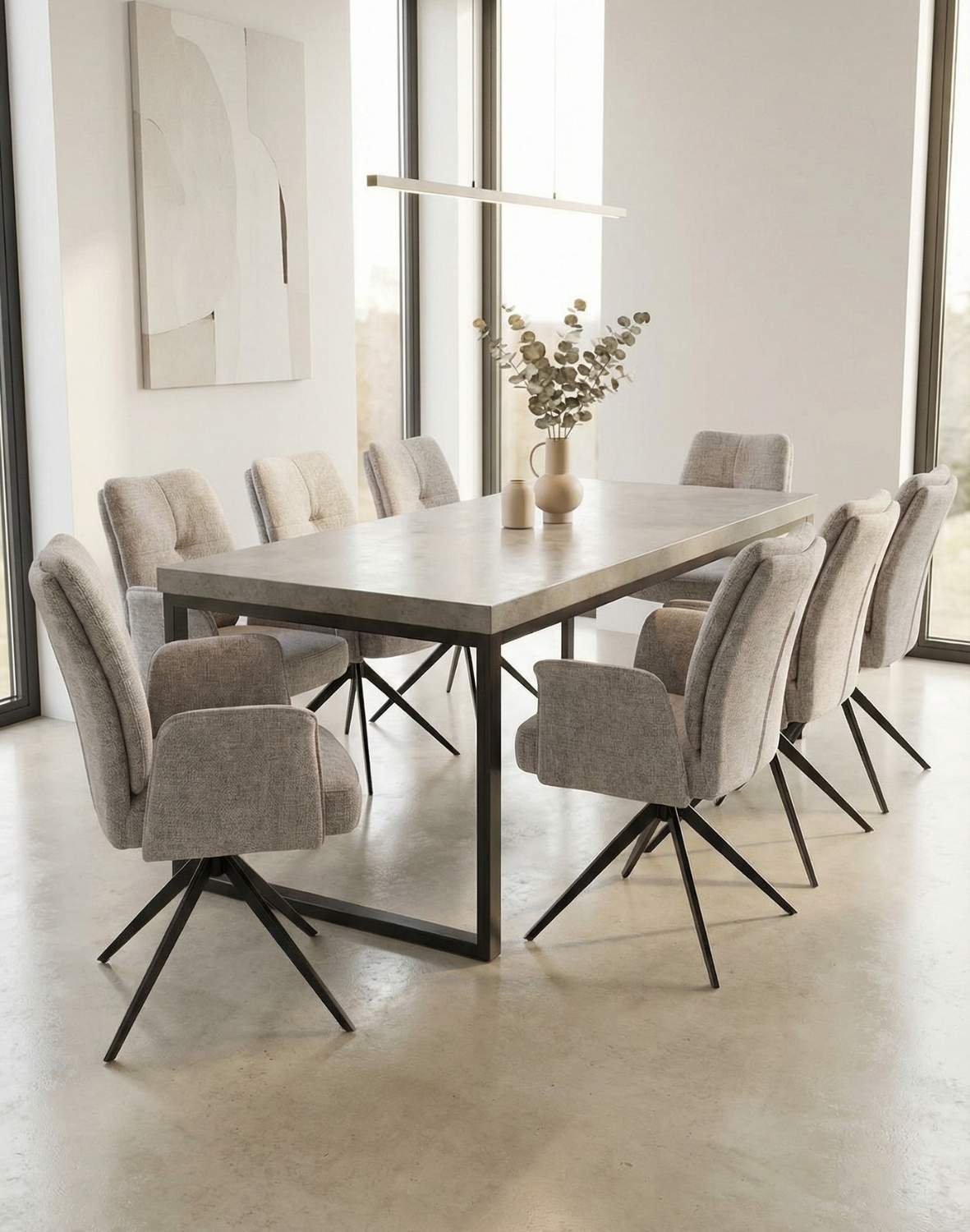 krzesło obrotowe do jadalni, tapicerowane stanley, szare