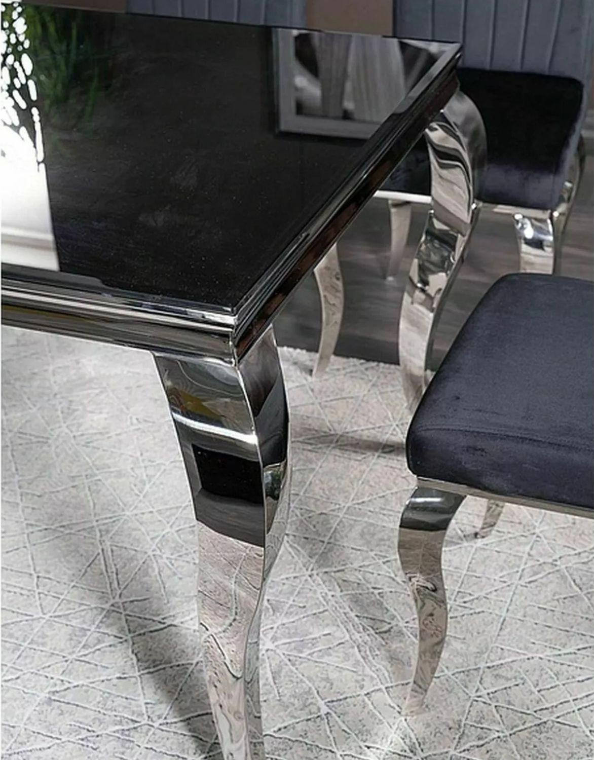 stol prince czarny chromowany 150x90 cm