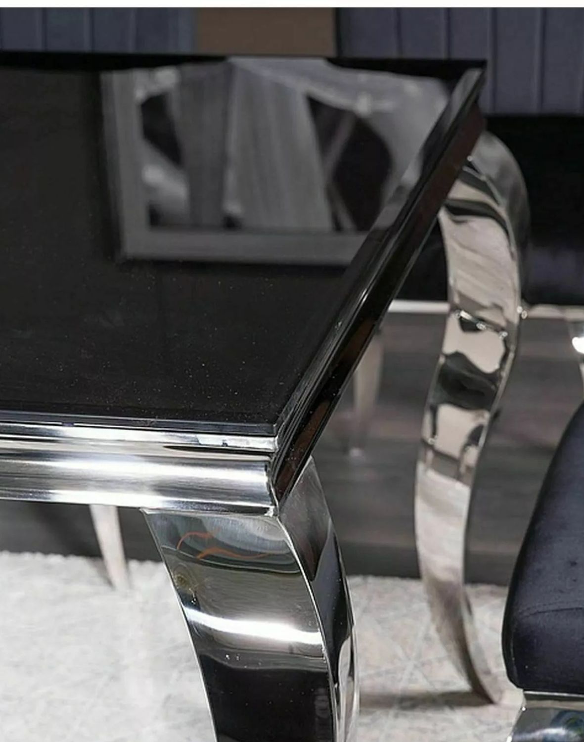 stol prince czarny chromowany 150x90 cm