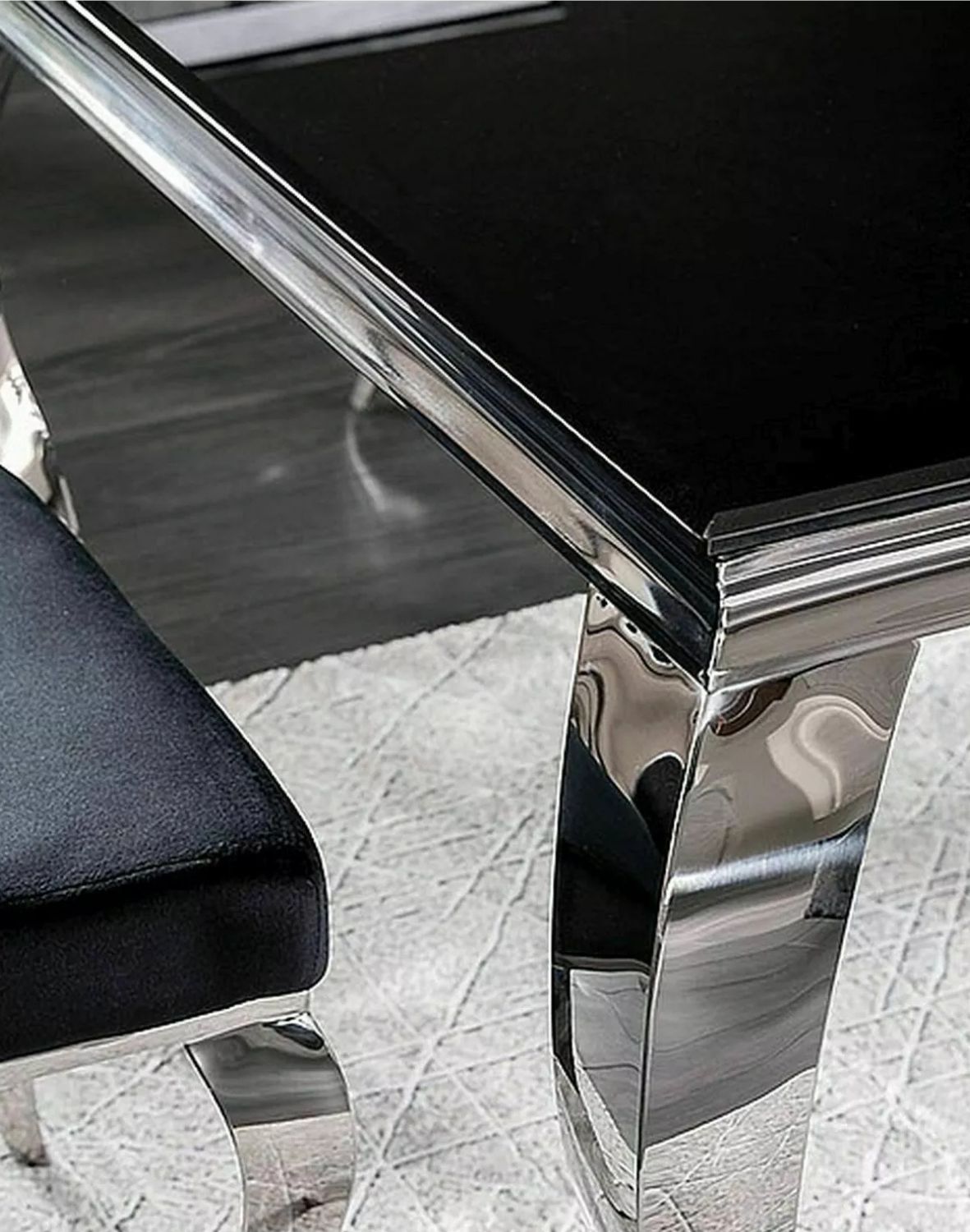 stol prince czarny chromowany 150x90 cm