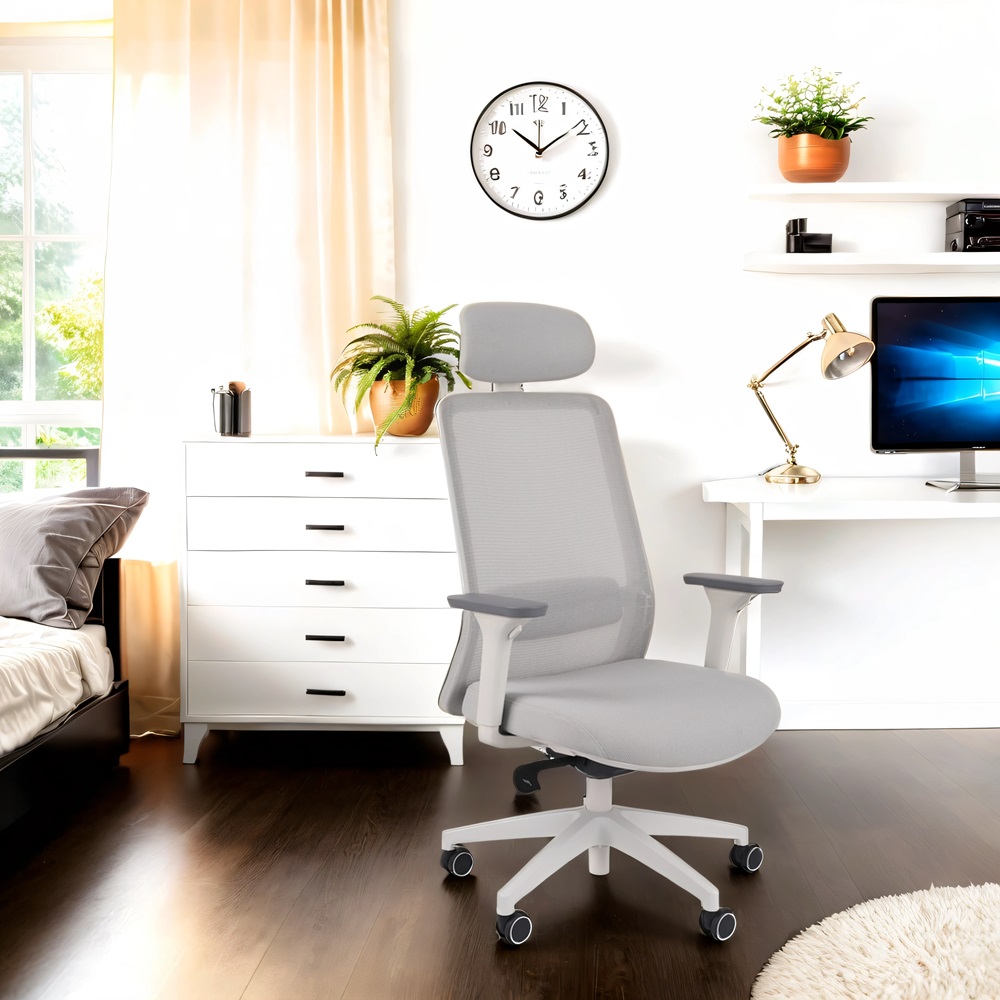 fotel biurowy siatkowy ergonomiczny sven white