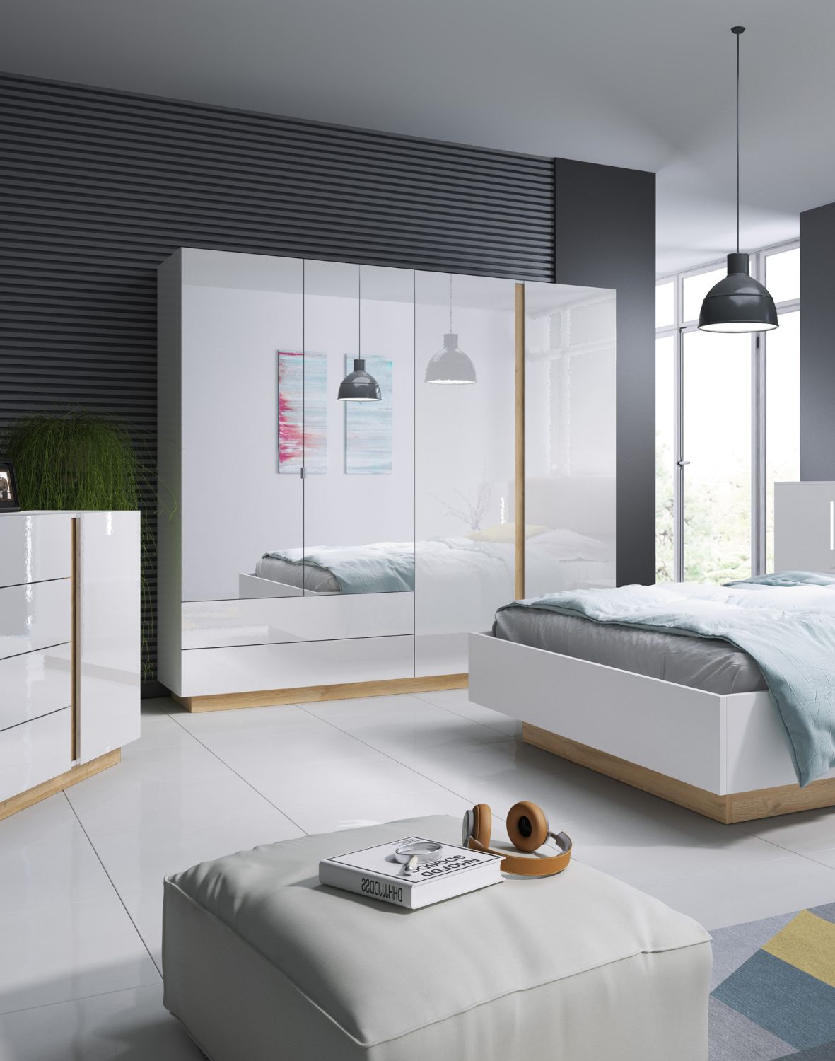 biała szafa czterodrzwiowa z lustrem arco l 220