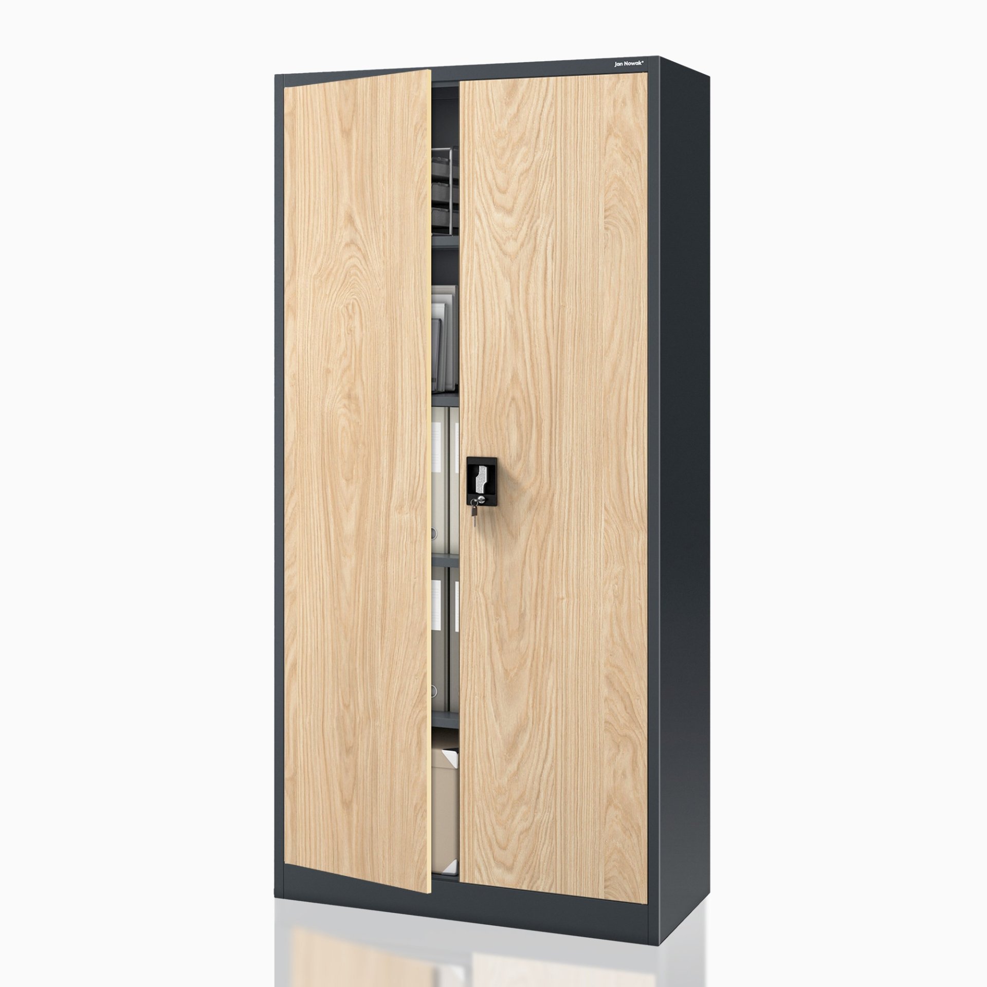 Szafa biurowa na dokumenty z 4 półkami antracytowa/dąb sonoma, 900x1850x400 mm: JAN Eco Design 1