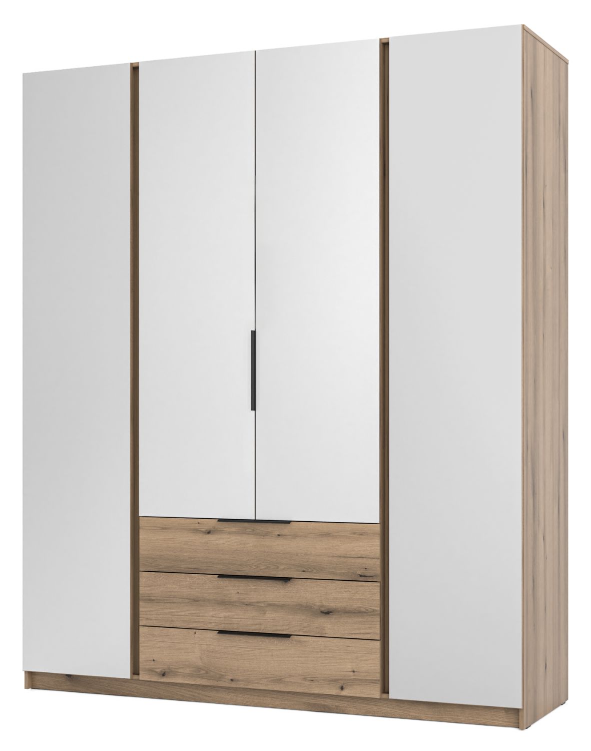 Szafa 4-drzwiowa z lustrami i szufladami Kaja EV/EV 4 Lustro, 3S Dąb Evoke