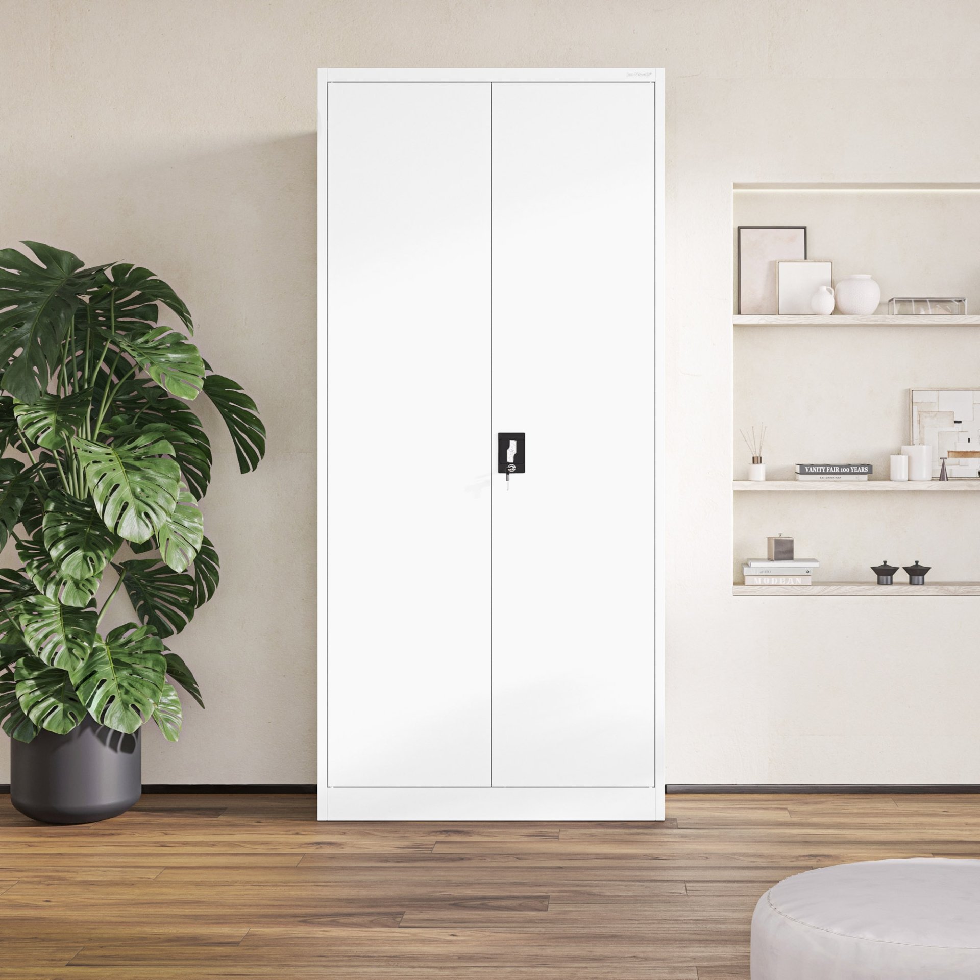 Szafa metalowa na dokumenty biurowa, wysoka, biała, 900x1950x400 mm: JAN H 2
