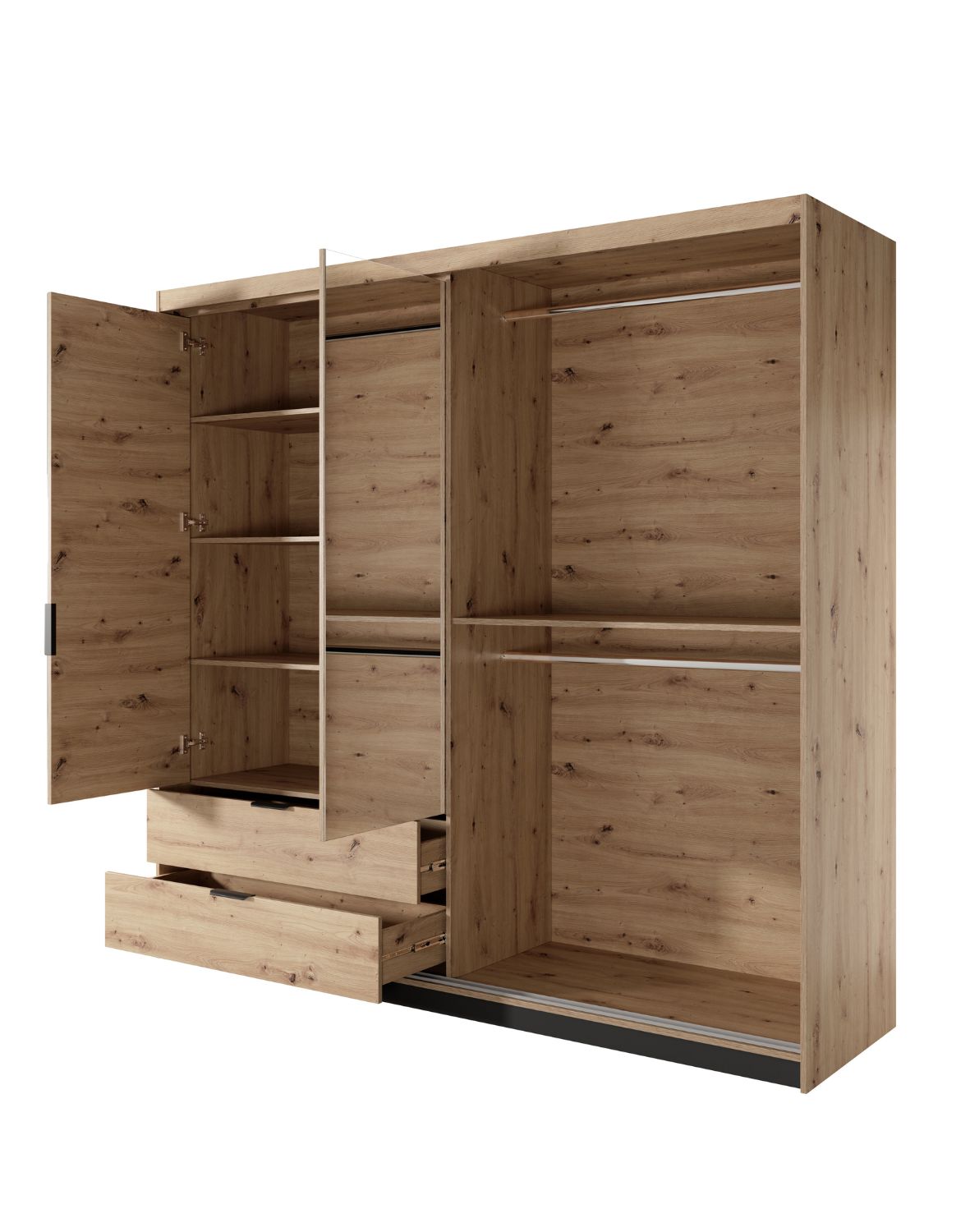 pojemna czterodrzwiowa szafa z lustrem i lamelami tally