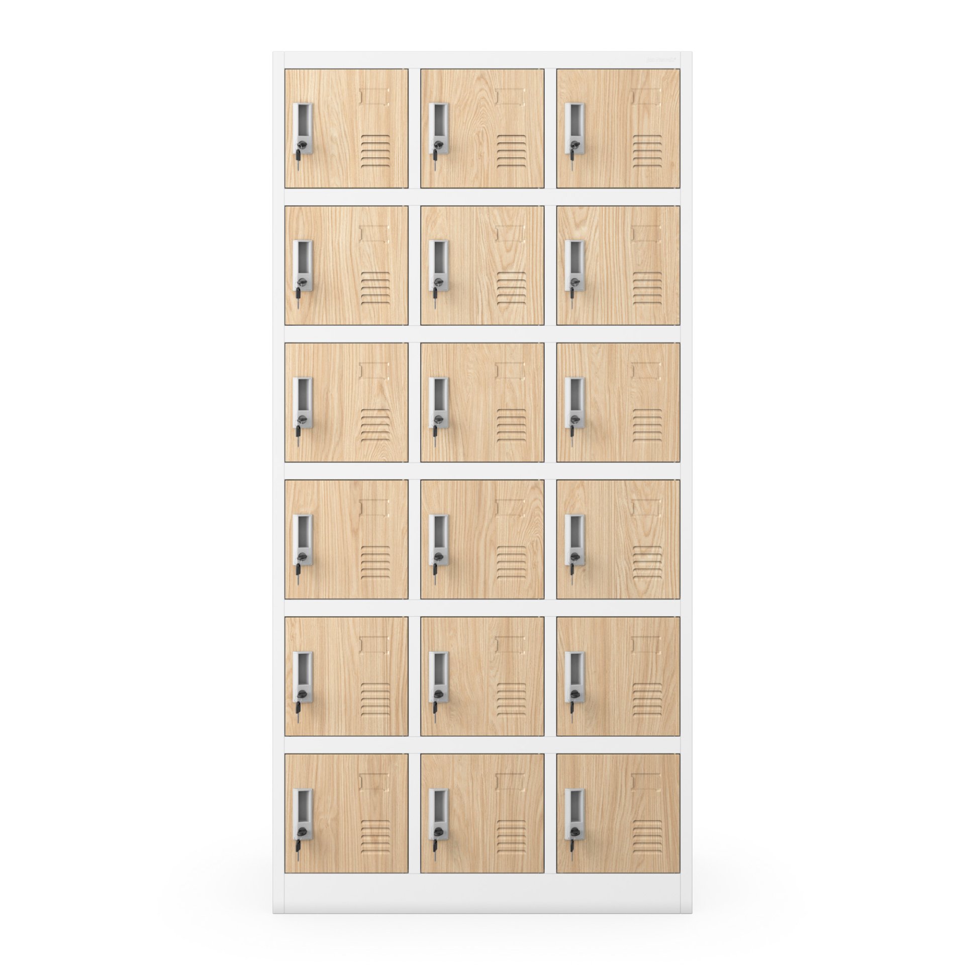 Szafka pracownicza skrytkowa 18-skrytkowa biała/dąb sonoma, 900x1850x400 mm: KAROL Eco Design 5