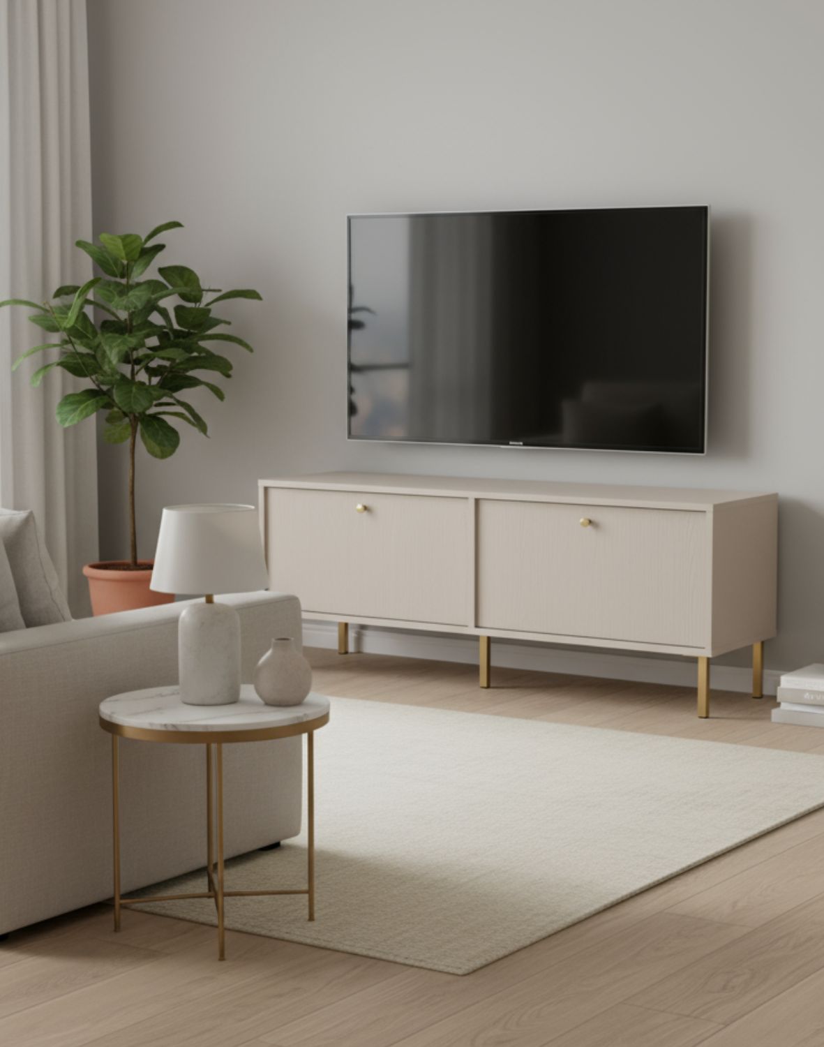 szafka rtv tokyo 2 bez piaskowy 120 cm