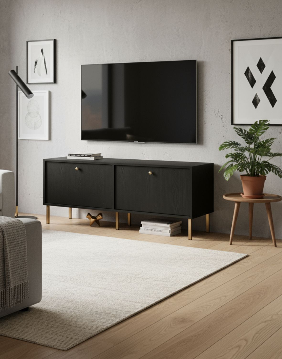 szafka rtv tokyo 2 czarny 120 cm 2k typ 302