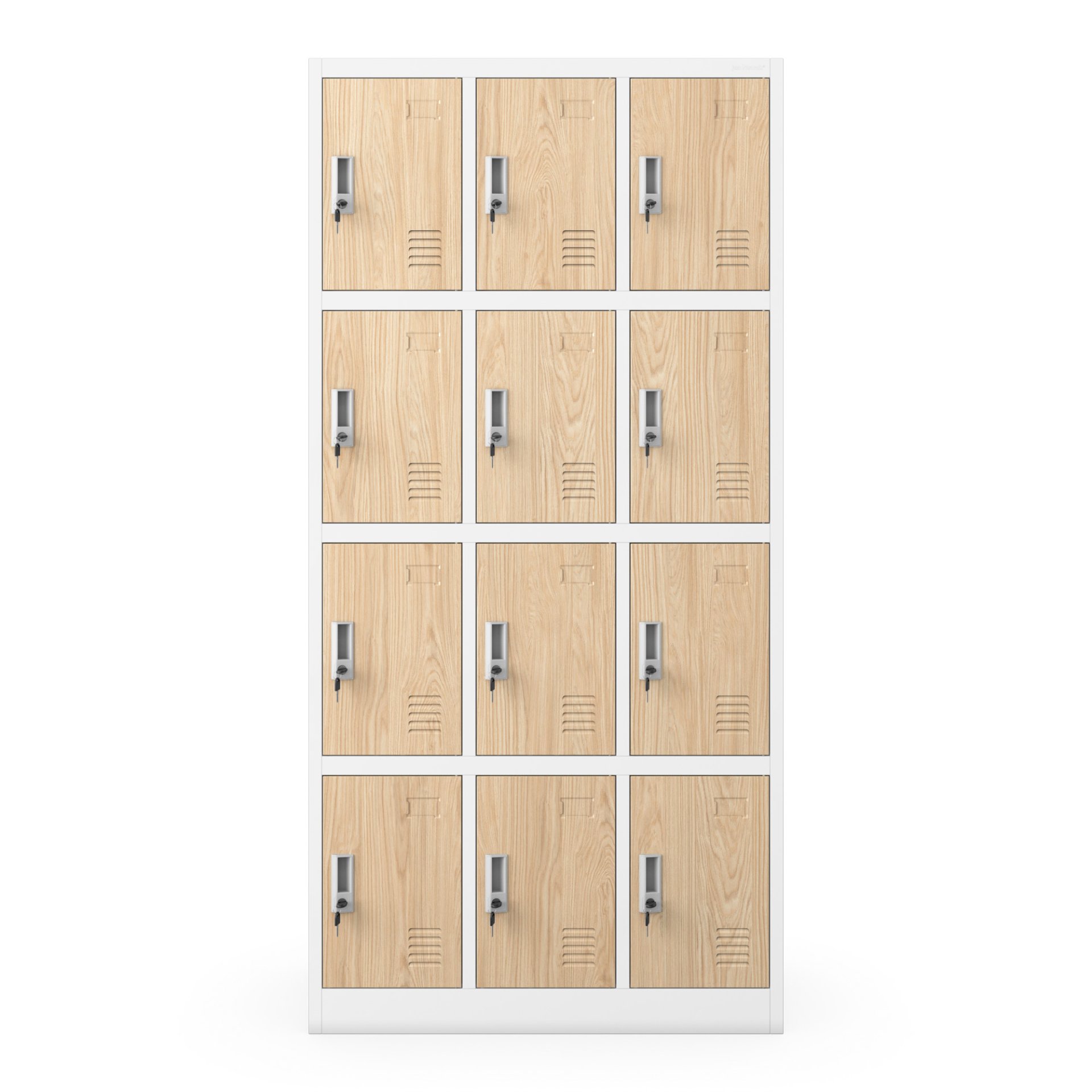 Szafka skrytkowa socjalna 12-skrytkowa biała/dąb sonoma, 900x1850x400 mm: MARCIN Eco Design 5