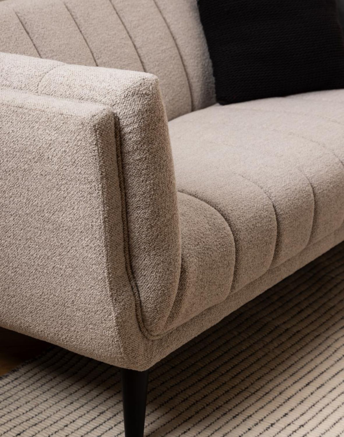sofa tampa 3-osobowa, beżowa bouclé, elegancki design (97784)