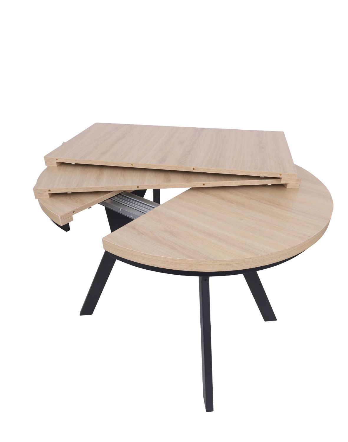 stół rozkładany do jadalni torino 90-190x75 cm, dąb naturalny z czarnymi nogami