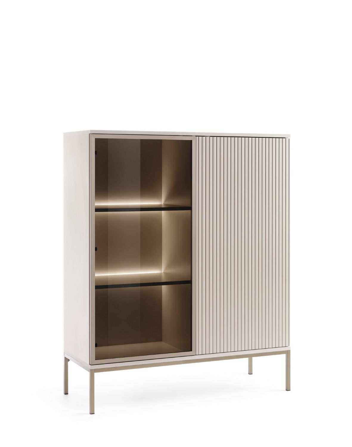 witryna dwudrzwiowa sento (wt104) z oświetleniem led, kaszmir