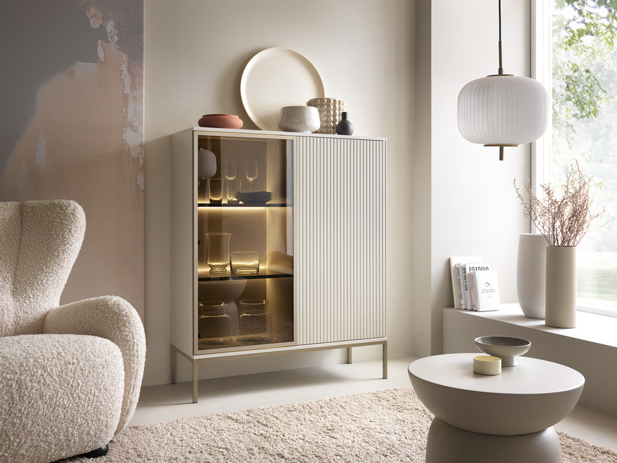 witryna dwudrzwiowa sento (wt104) z oświetleniem led, kaszmir