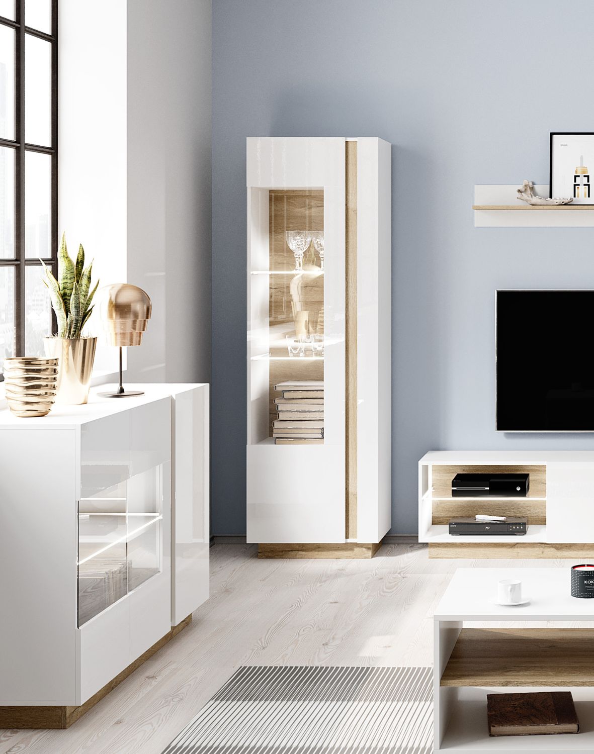 wysoka witryna biały połysk arco b 60