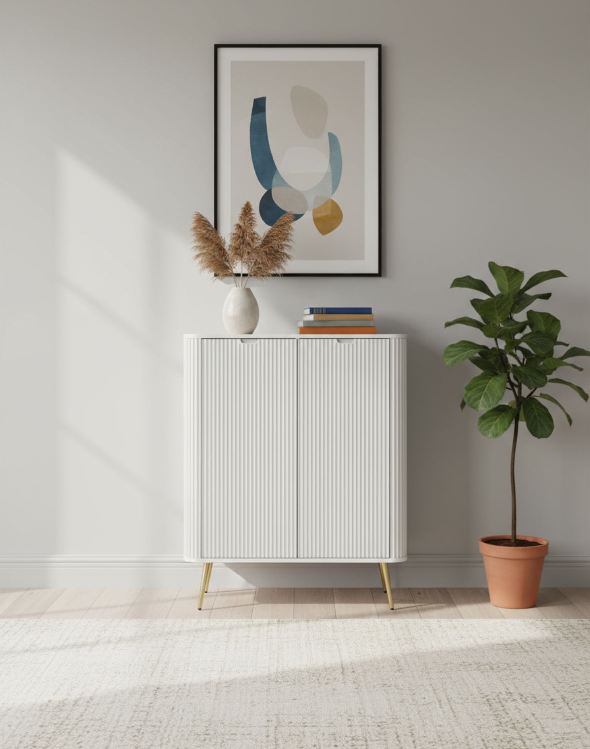 wysoka komoda zova (k103) do salonu, biało/złota