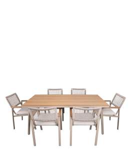 Záhradný set pre 6 osôb Santos, hliníkový, taupe